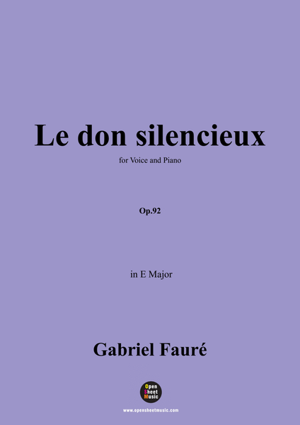 G. Fauré-Le don silencieux,in E Major,Op.92