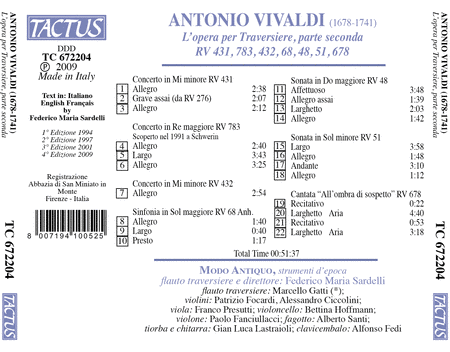 Vivaldi: L'Opera Per Traversie