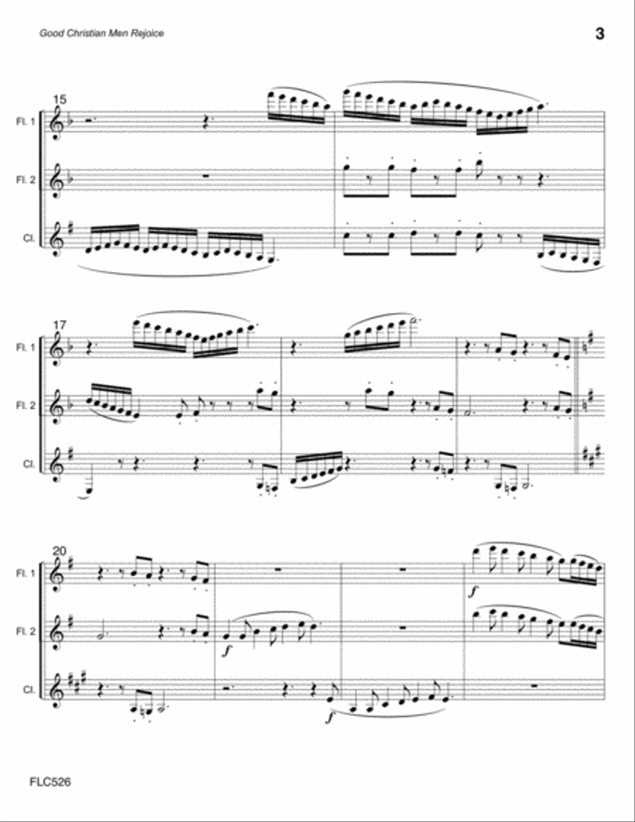 GOOD CHRISTIAN MEN REJOICE - WOODWIND TRIO (2 Flutes & Clarinet - unaccompanied) Woodwind Trio scores gallery preview page 3