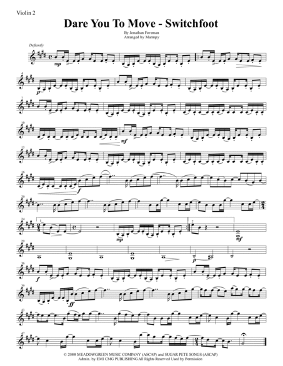 Dare You To Move String Quartet scores gallery preview page 2