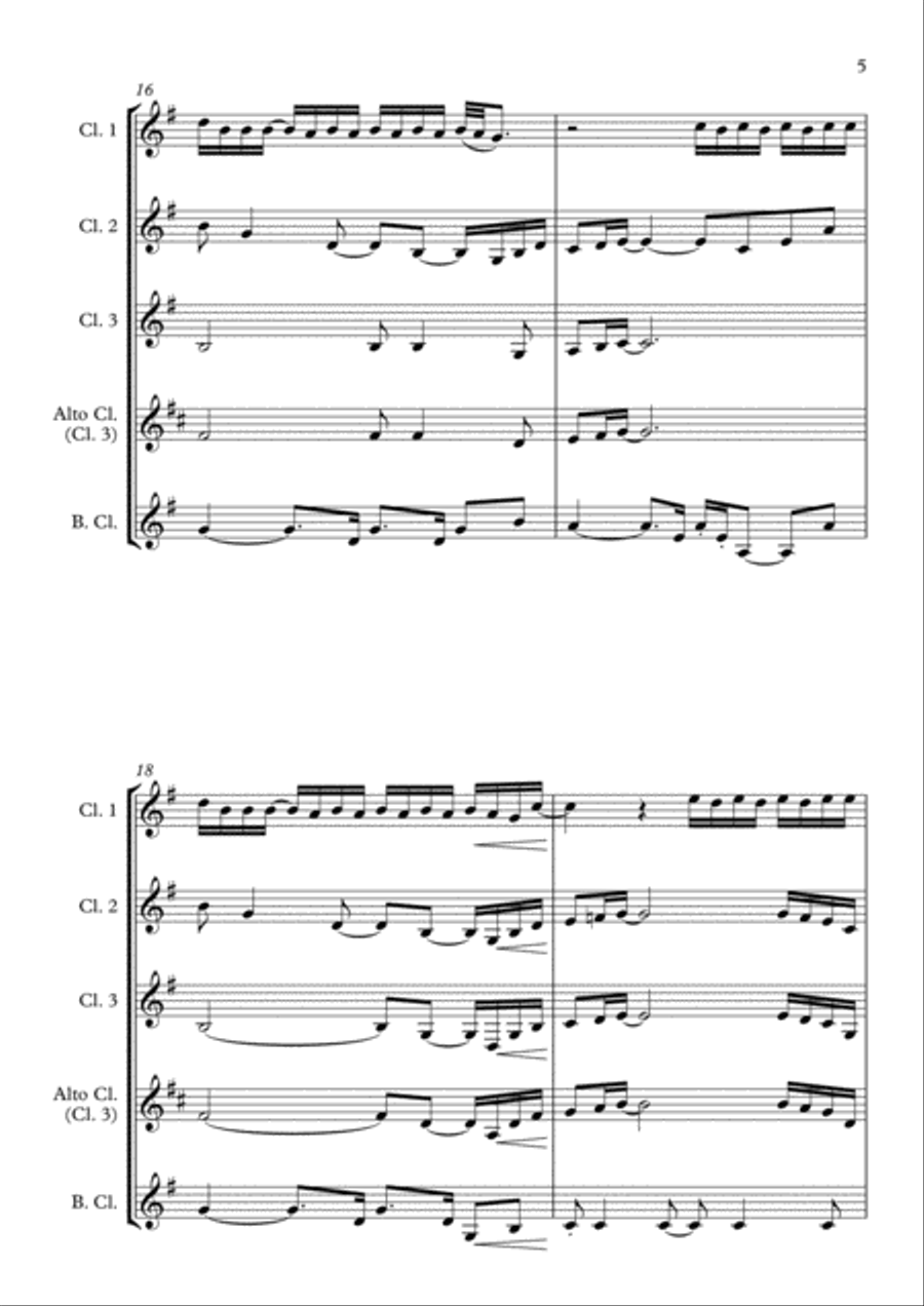 Total Eclipse Of The Heart Clarinet Quartet scores gallery preview page 5