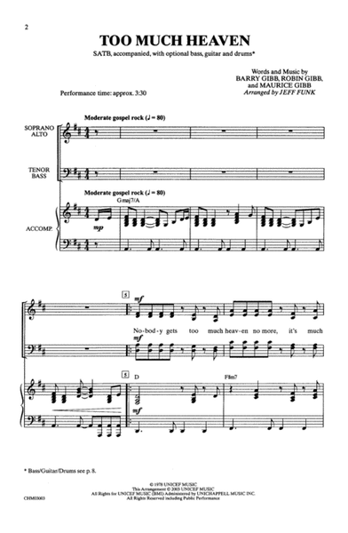 Too Much Heaven - SATB image number null