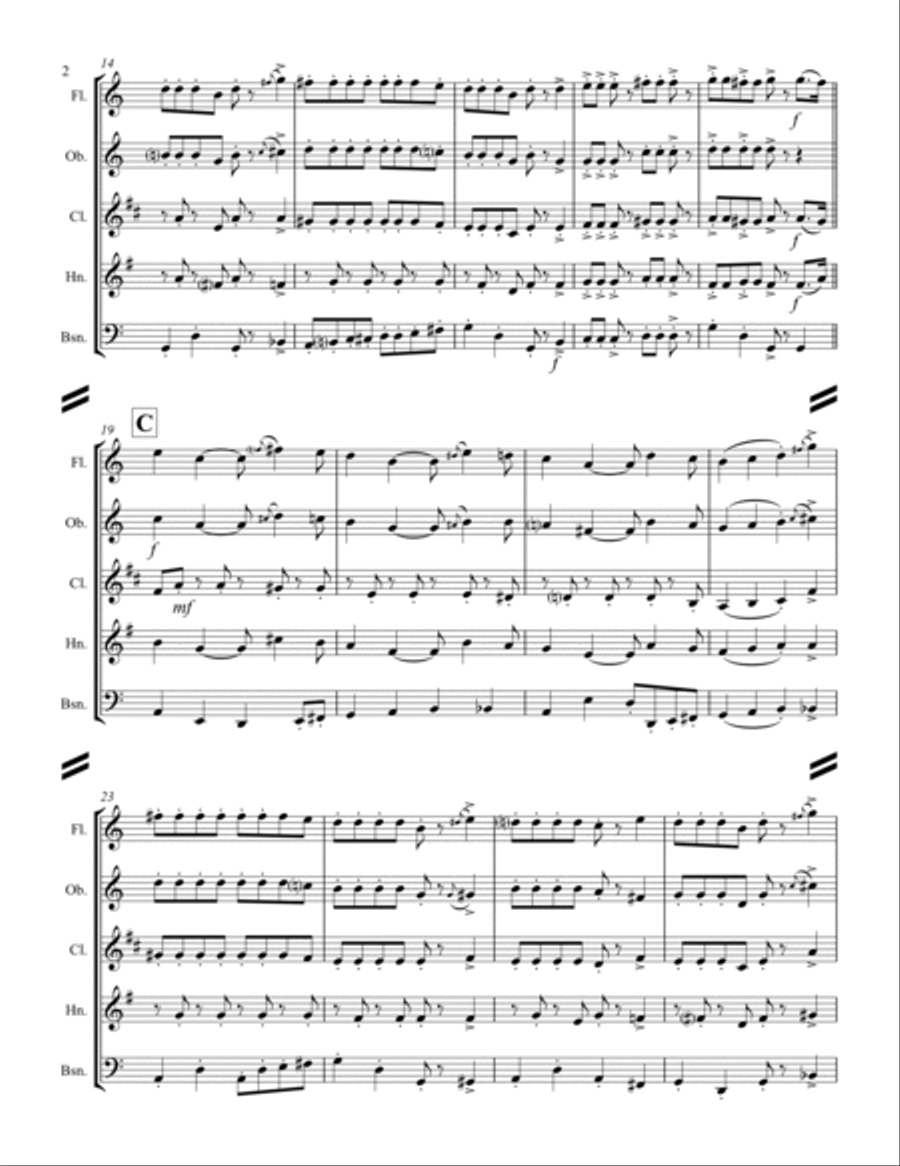 Too Fat Polka (she's Too Fat For Me) Woodwind Quintet scores gallery preview page 3