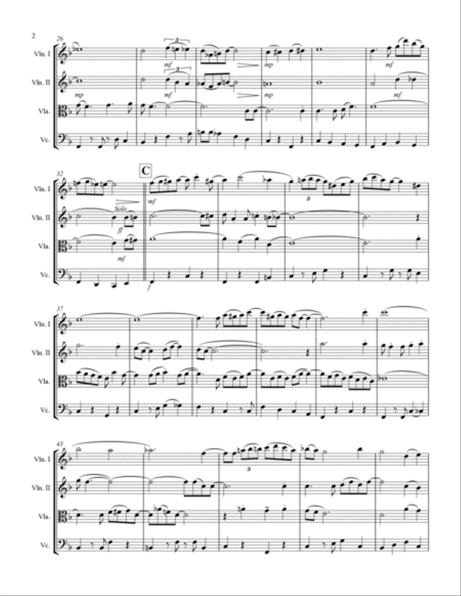 A Closer Walk With Thee (for String Quartet) String Quartet scores gallery preview page 3