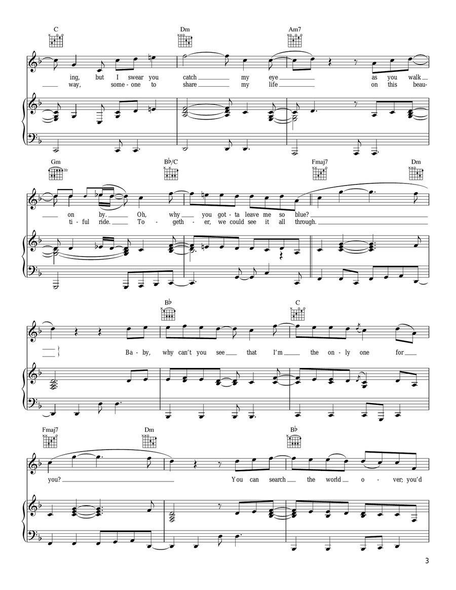 Standing Right In Front Of You Piano, Vocal, Guitar scores gallery preview page 3