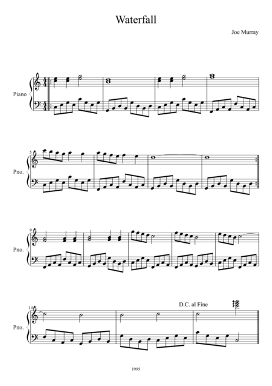 Waterfall Waterfall Easy Piano scores gallery preview page 1