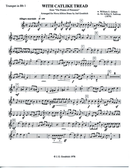"With Catlike Tread" for brass quintet