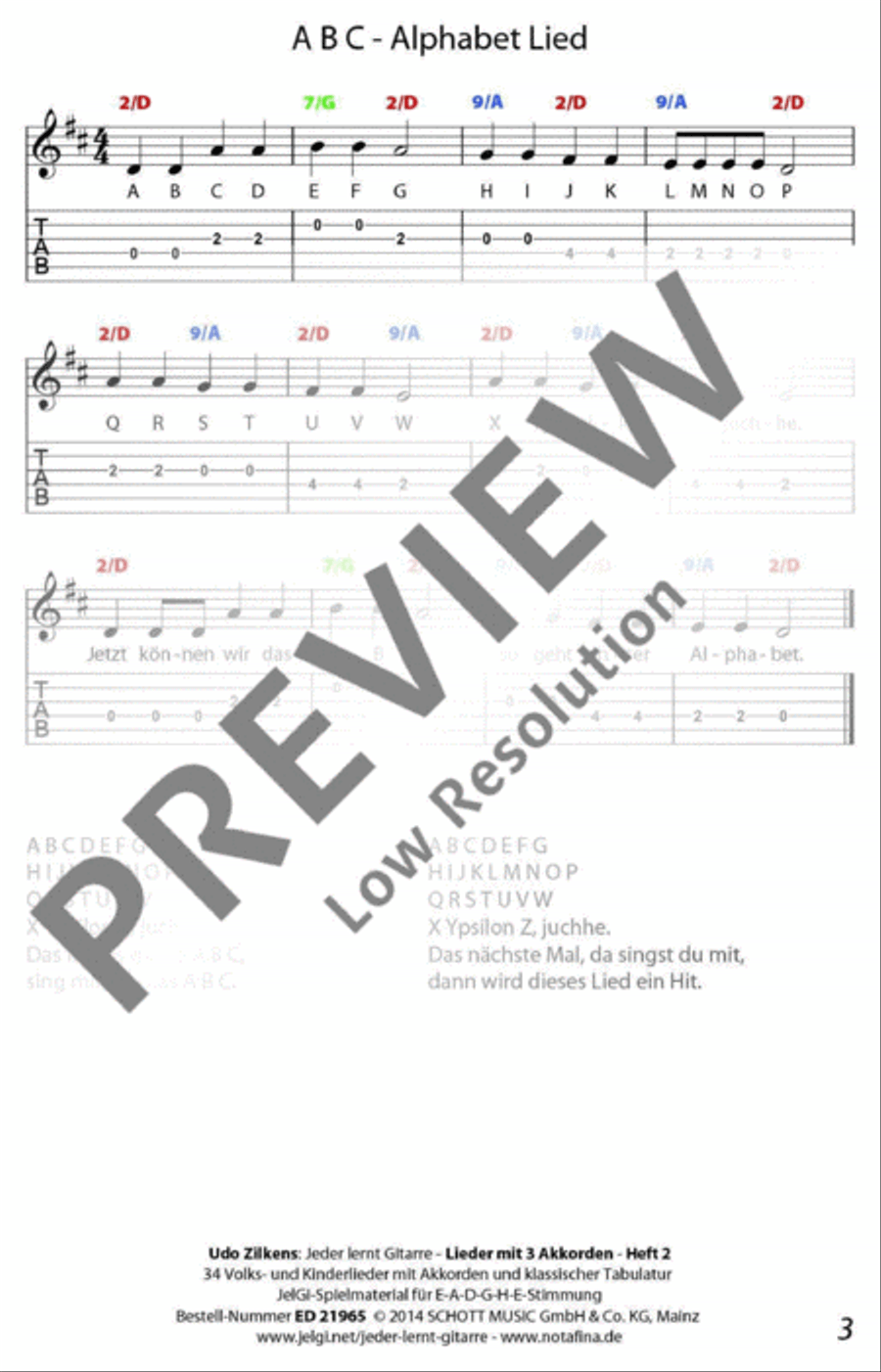 Jeder lernt Gitarre - Lieder mit 3 Akkorden Heft 2 Classical Guitar scores gallery preview page 4