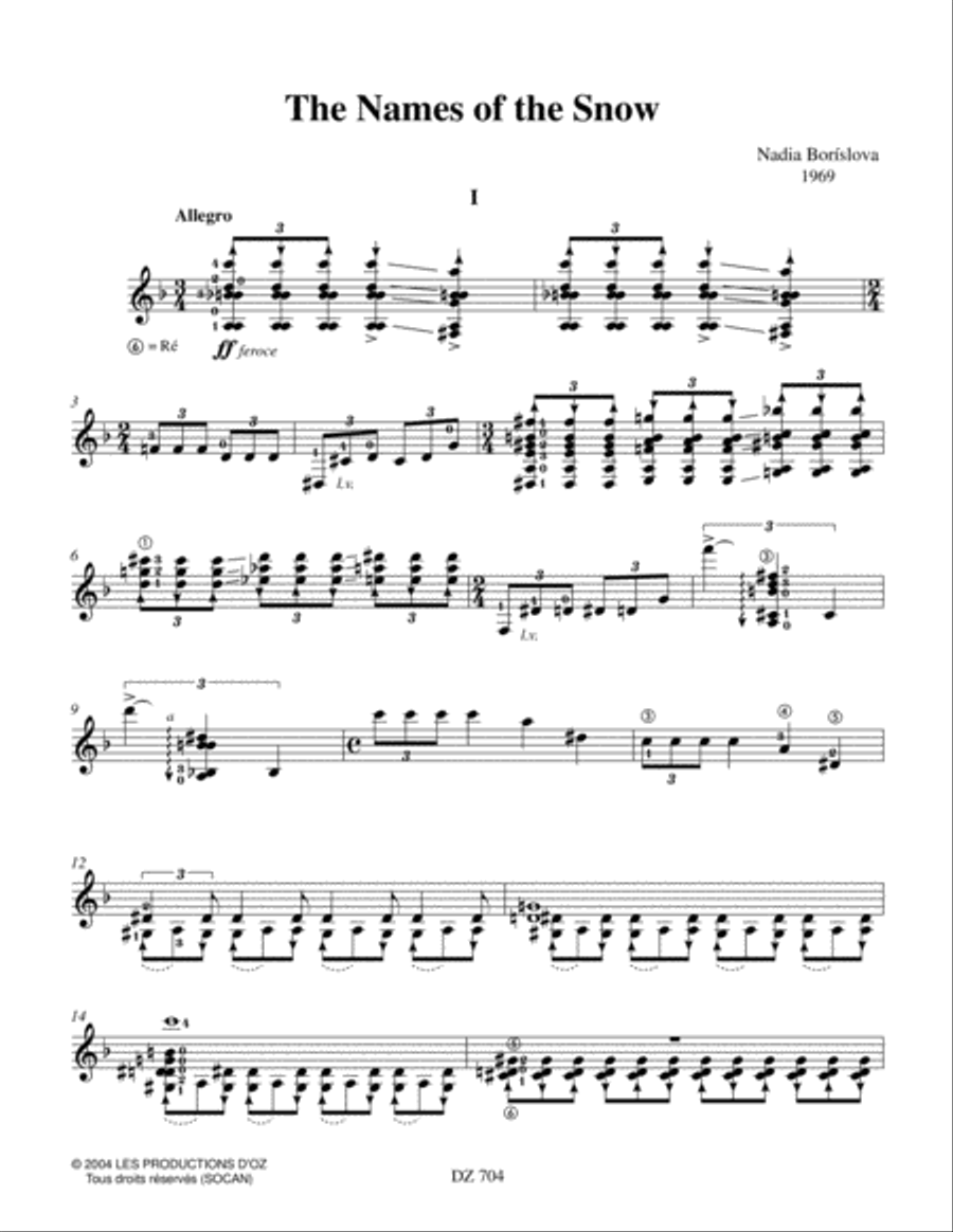 The Names of the Snow Classical Guitar scores gallery preview page 3