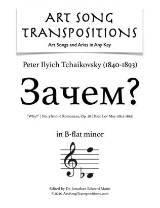 Book cover for TCHAIKOVSKY: Зачем? Op. 28 no. 3 (transposed to B-flat minor, "Why?")