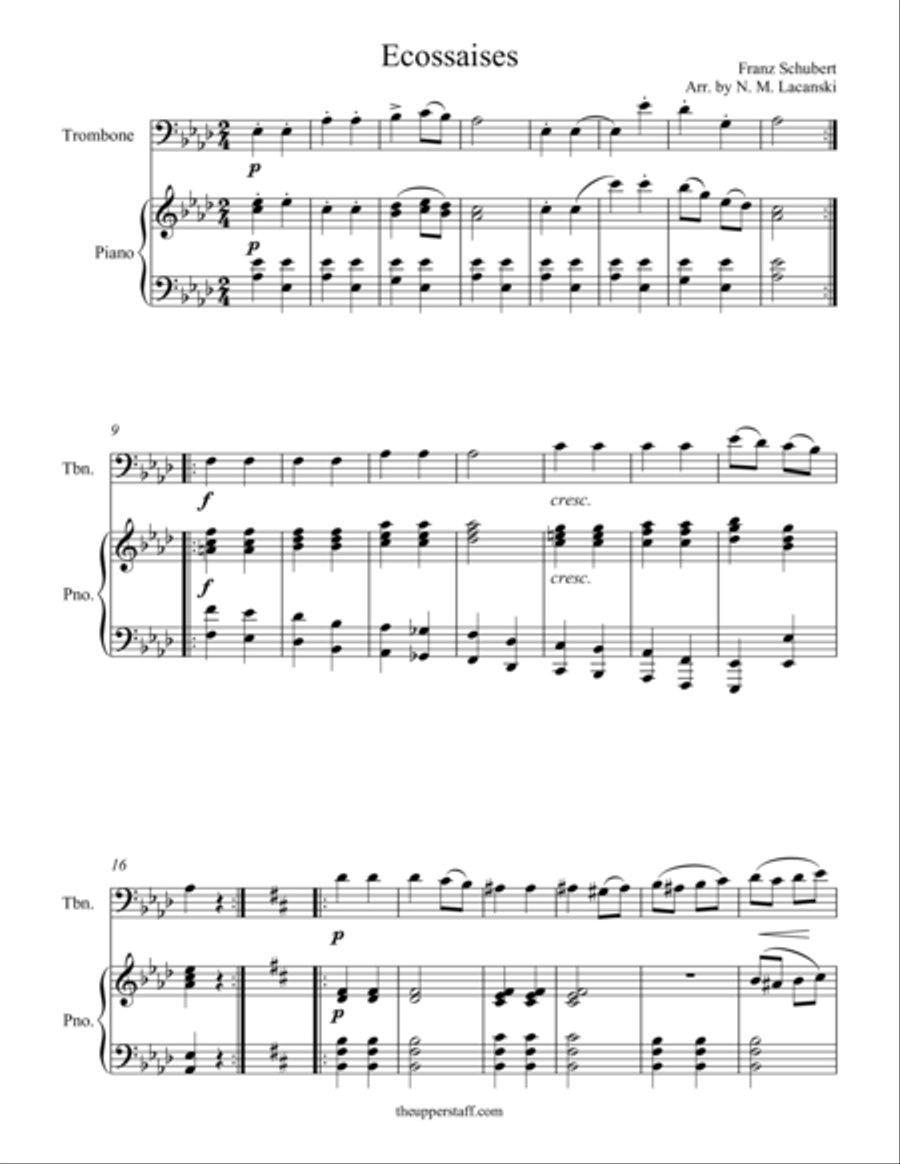 Ecossaises Trombone Duet scores gallery preview page 1