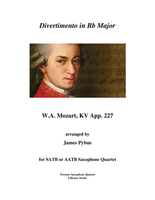 Book cover for Divertimento in Bb Major KV App. 227 (saxophone quartet arrangement)