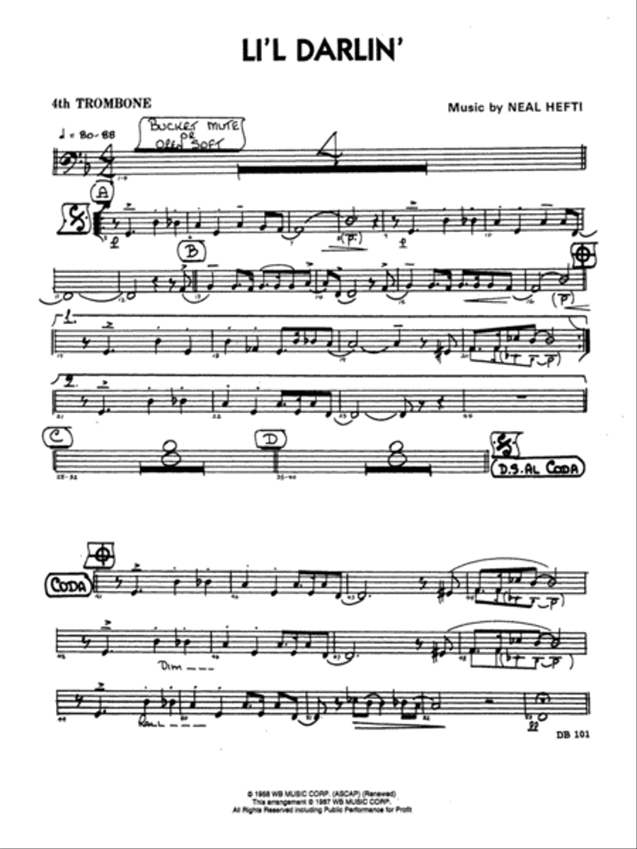 Li'l Darlin': 4th Trombone Jazz Ensemble scores gallery preview page 1
