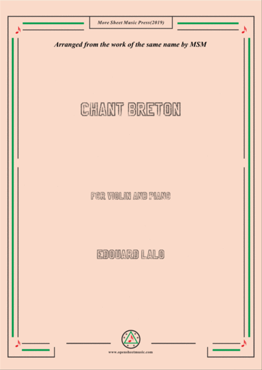 Lalo-Chant breton, for Violin and Piano Violin Solo scores gallery preview page 1