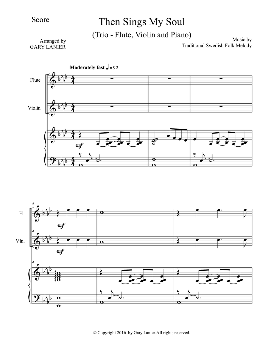 Trios for 3 GREAT HYMNS (Flute & Violin with Piano and Parts) Flute scores gallery preview page 2