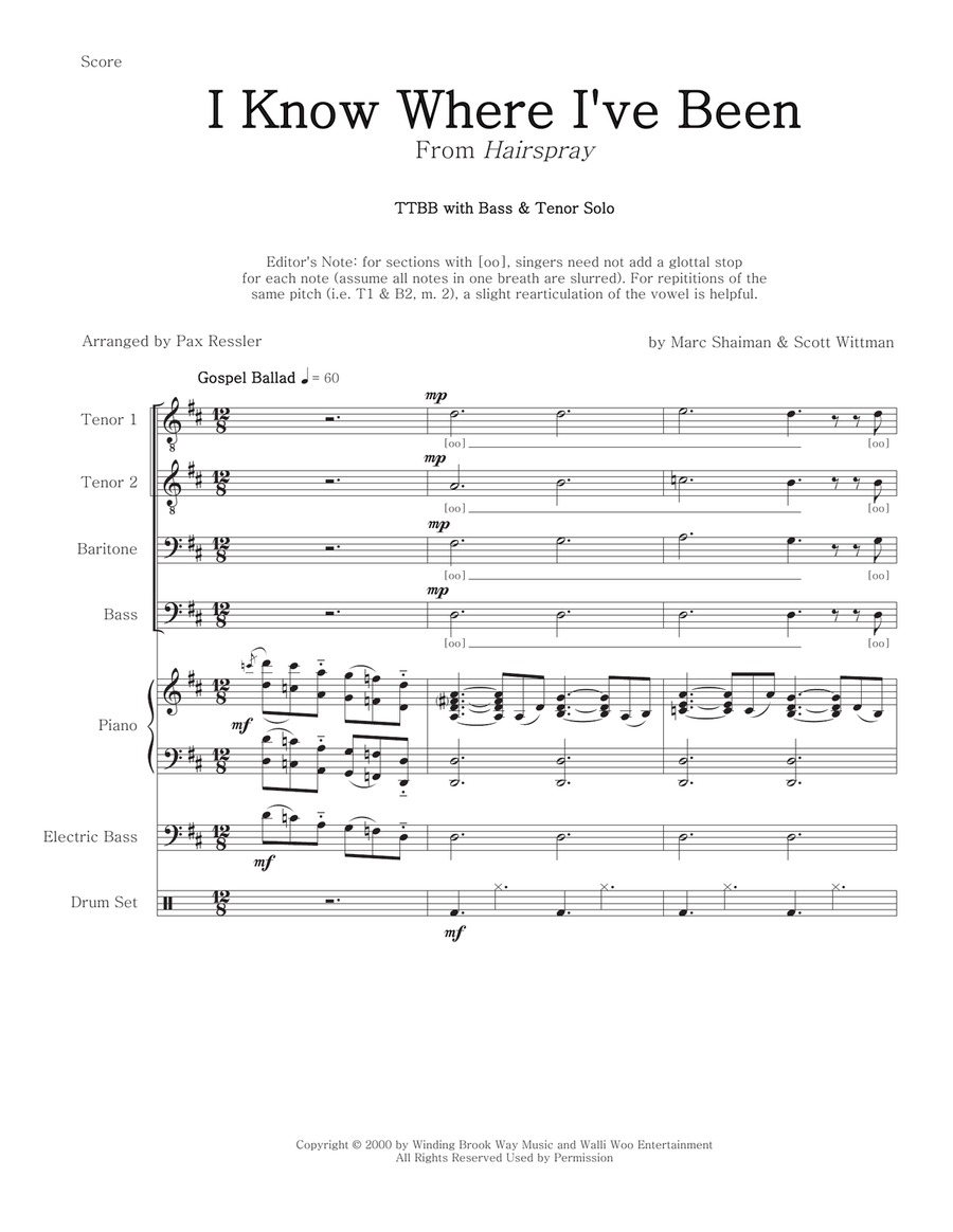 I Know Where I'VE Been TTBB scores gallery preview page 1