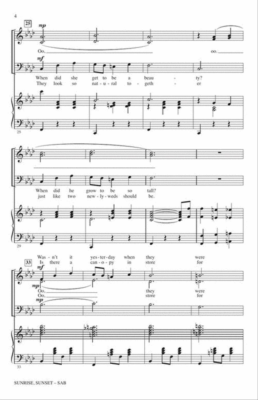 Sunrise, Sunset 3-Part scores gallery preview page 5