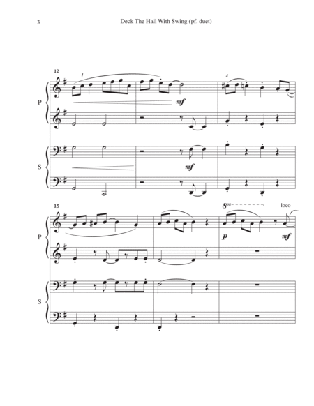 Deck The Hall With Swing (1 piano 4 hands) intermediate image number null