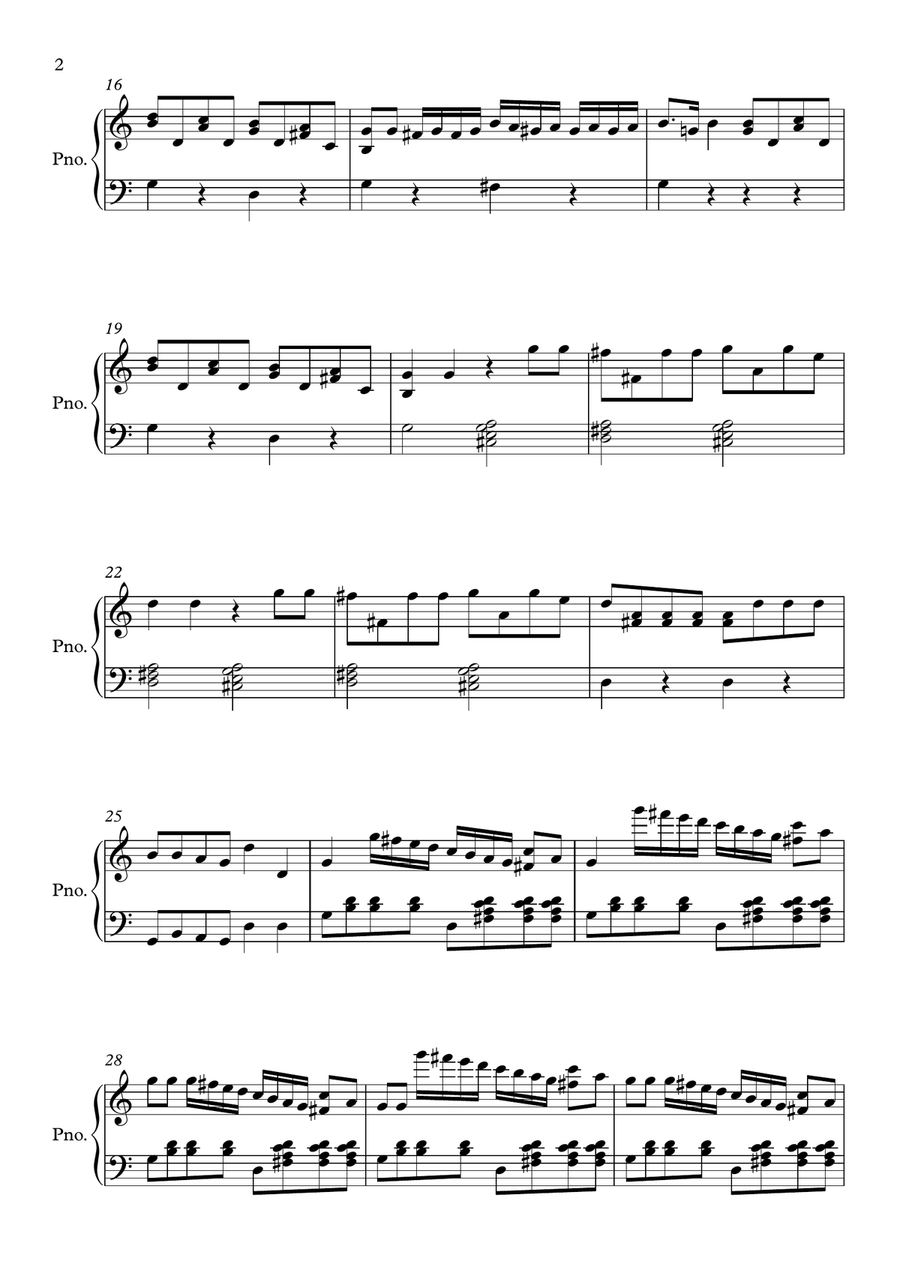 Non Piu Andrai, Farfallone Amoroso by Mozart Piano Piano Solo scores gallery preview page 2