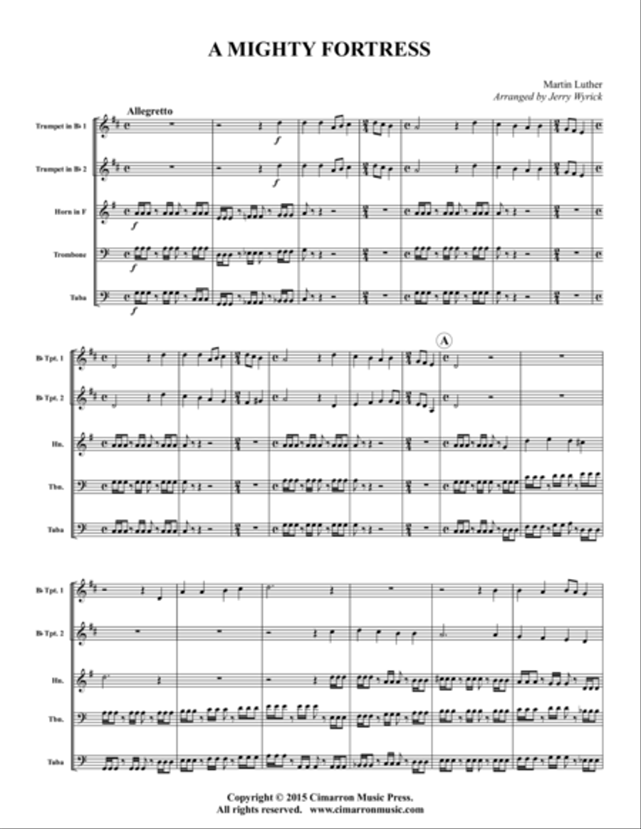 A Mighty Fortress Brass Quintet scores gallery preview page 1
