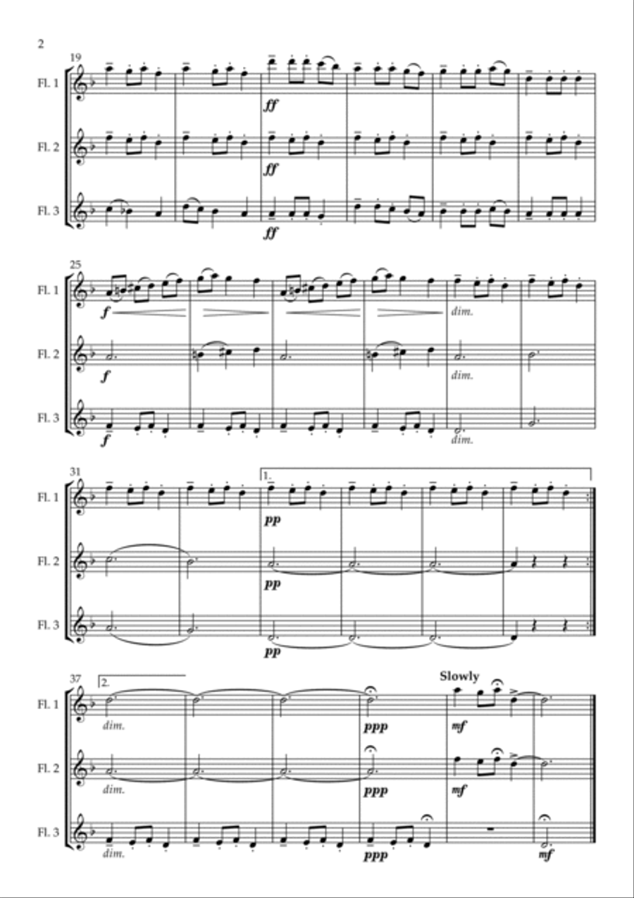 Carol of the Bells arranged for Flute Trio Flute Trio scores gallery preview page 4