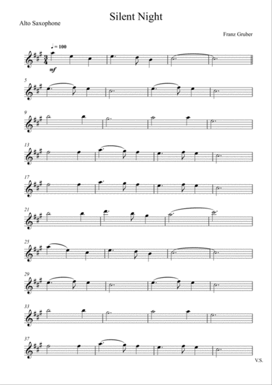 Franz Gruber - Silent Night (Alto Saxophone and French Horn Duet) Woodwind Duet scores gallery preview page 5