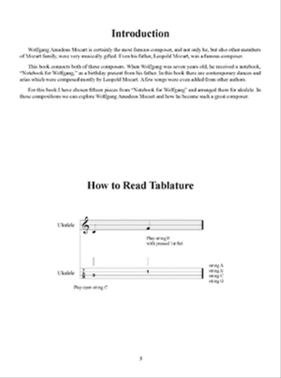 Leopold Mozart's Notebook for Wolfgang Arranged for Ukulele Ukulele scores gallery preview page 2