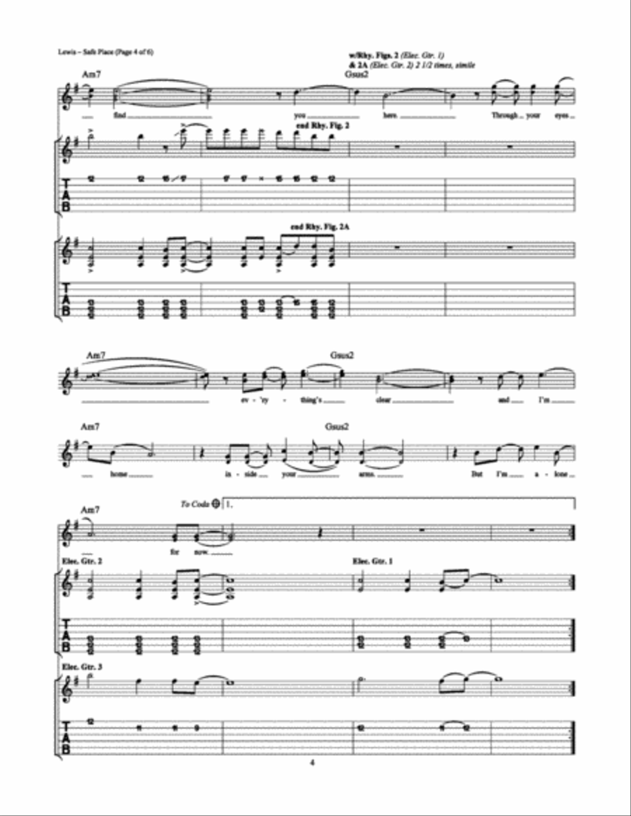 Safe Place Safe Place Electric Guitar scores gallery preview page 4