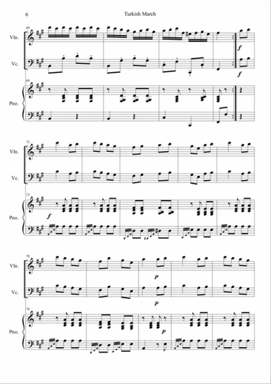 Turkish march (Piano sonata k.331 mov.3) Piano Trio scores gallery preview page 6