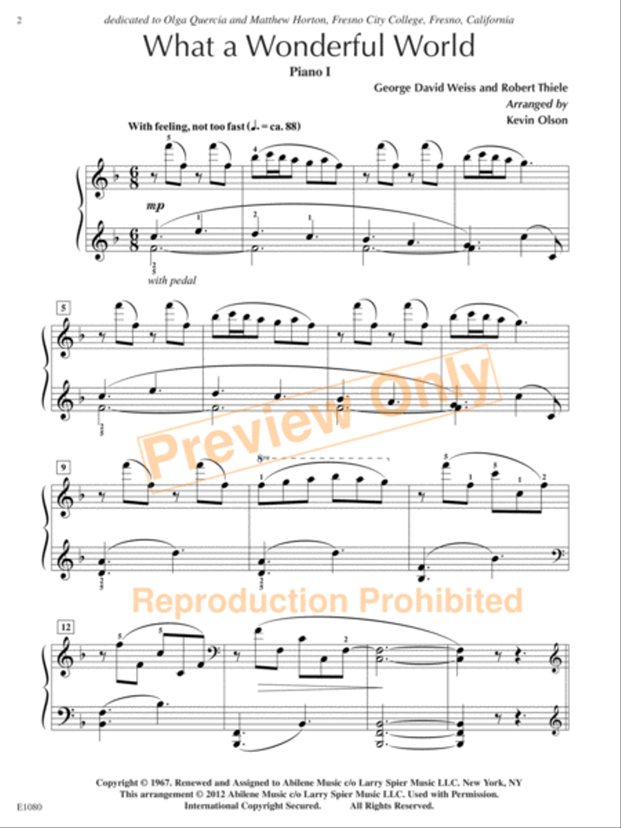 What a Wonderful World Piano Solo scores gallery preview page 3