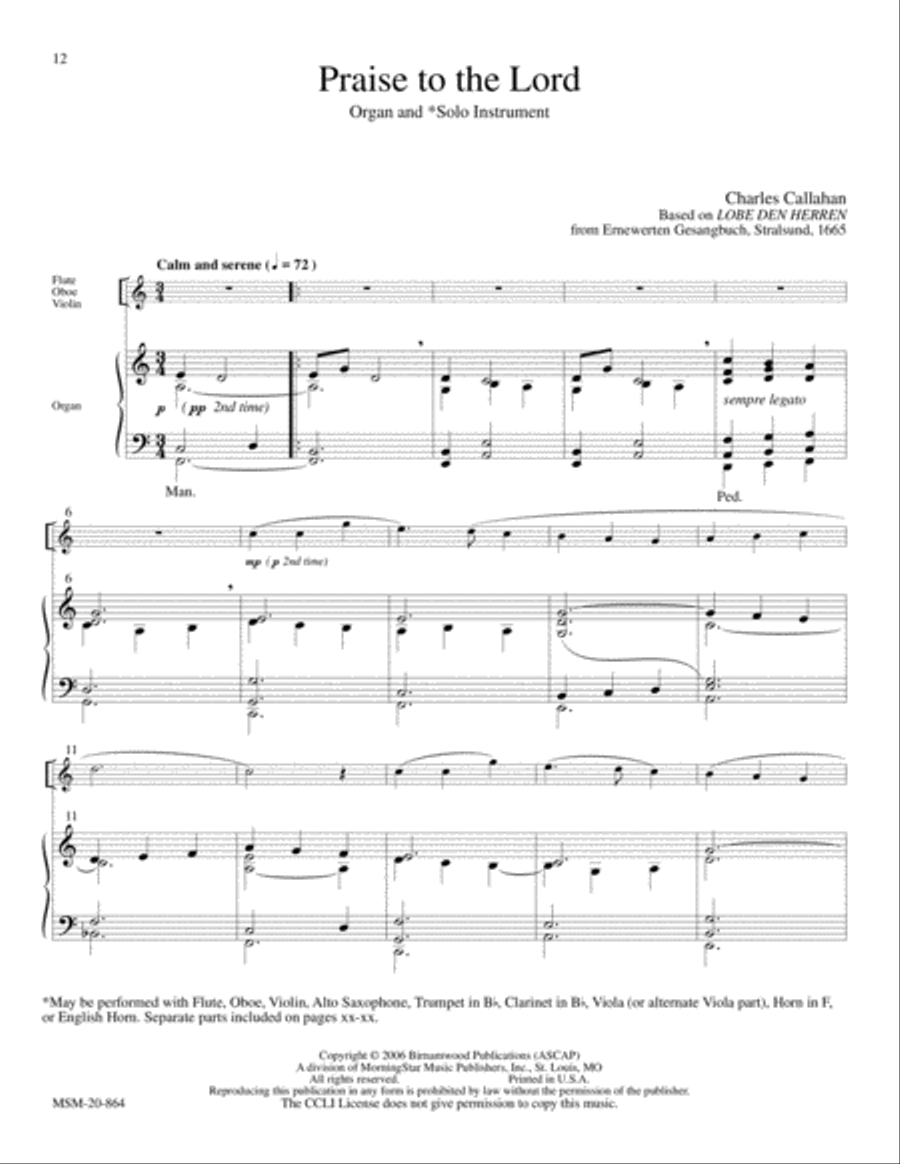 Four Chorale Meditations for Organ and Solo Instrument Four Chorale Meditations for Organ and Solo Instrument Organ scores gallery preview page 5