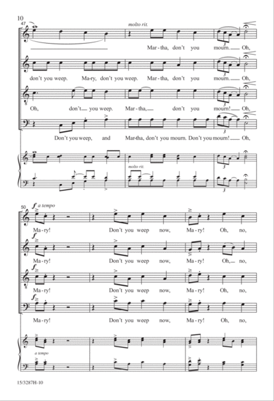 Don't You Weep, Don't You Mourn 4-Part scores gallery preview page 10