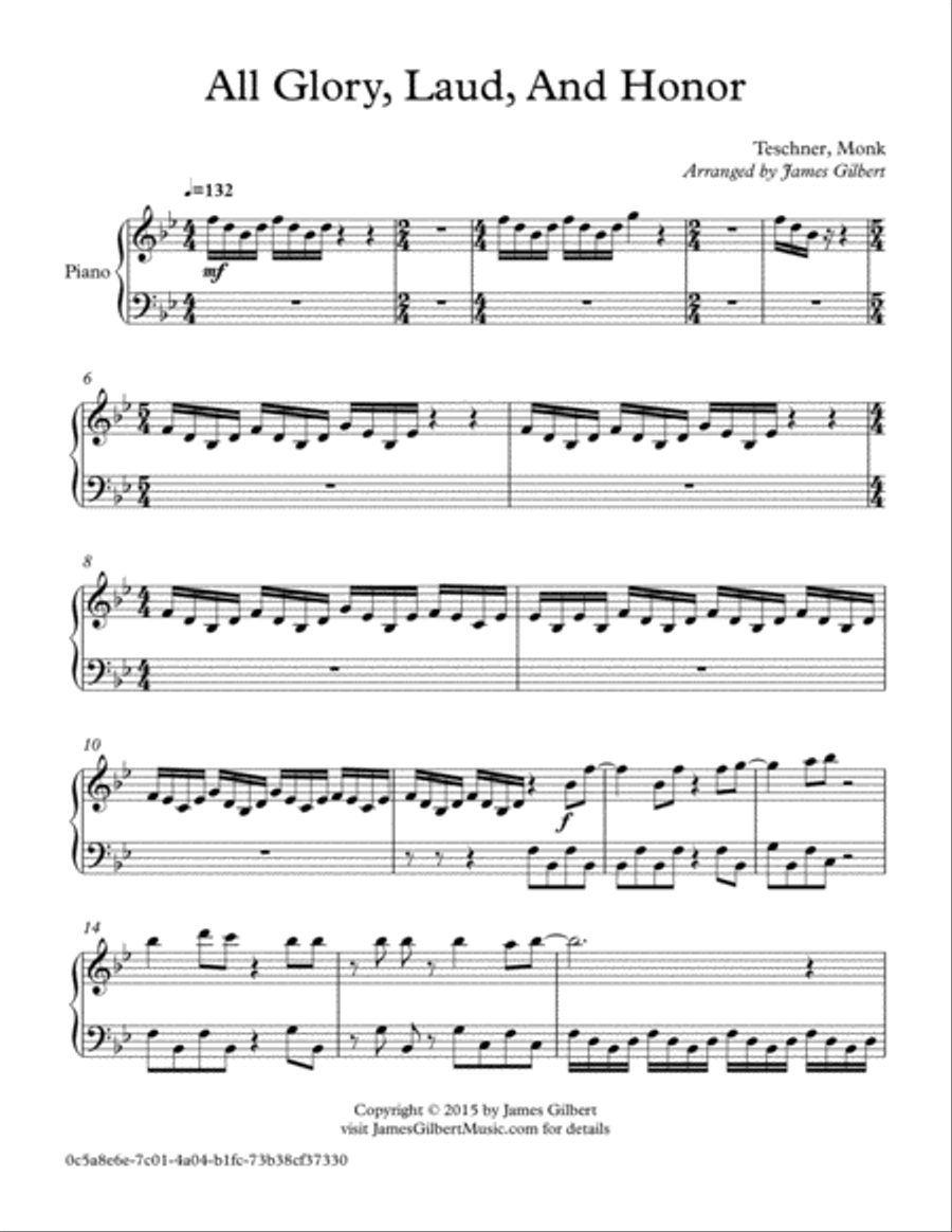 All Glory, Laud And Honor Piano Solo scores gallery preview page 1