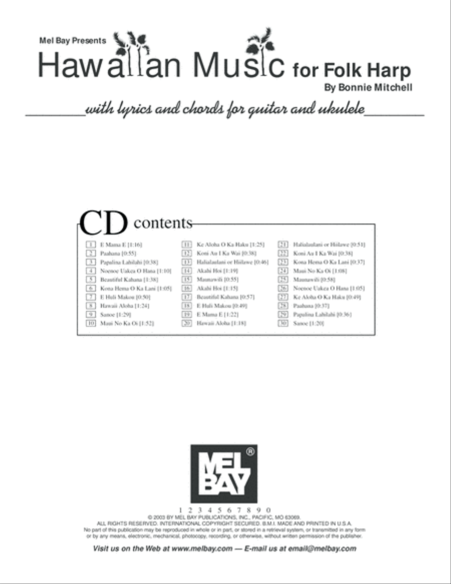 Hawaiian Music for Folk Harp Pedal Harp Digital Sheet Music