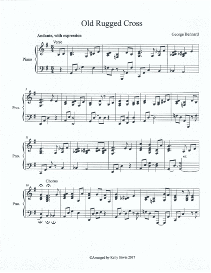 The Old Rugged Cross The Old Rugged Cross Piano Solo scores gallery preview page 1