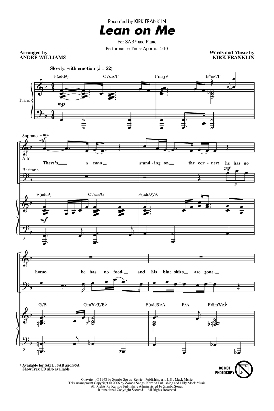 Lean On Me 3-Part scores gallery preview page 1