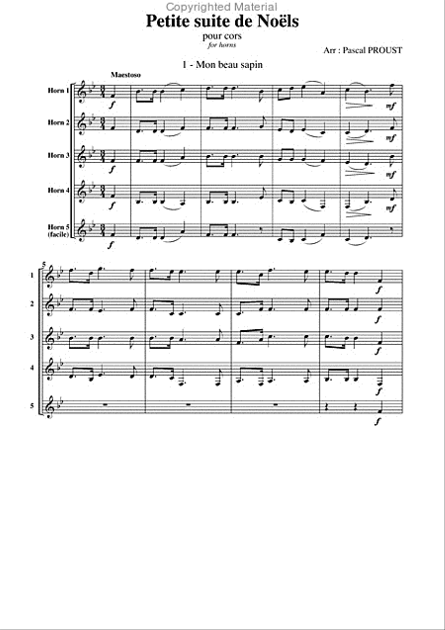 Petite suite de noëls, pour cor Horn scores gallery preview page 2