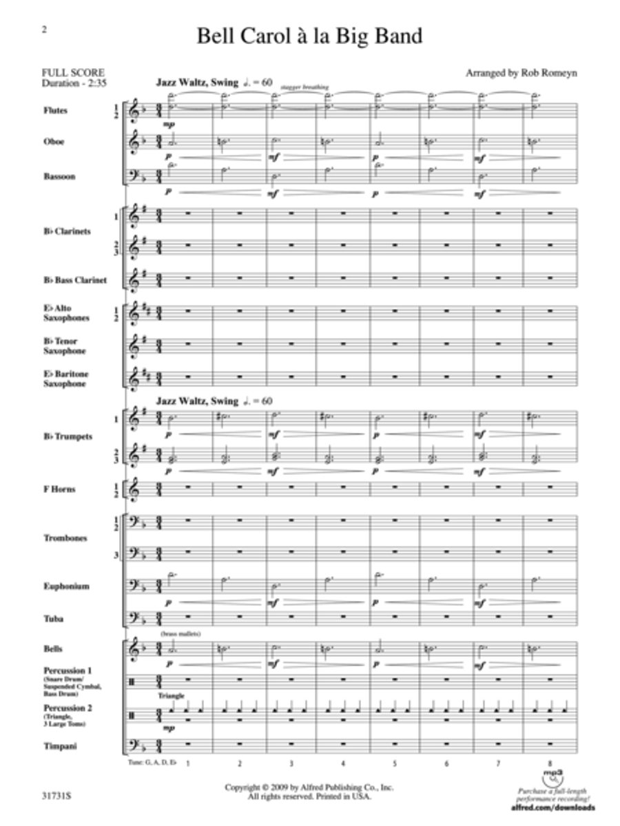 Bell Carol a la Big Band Concert Band scores gallery preview page 2