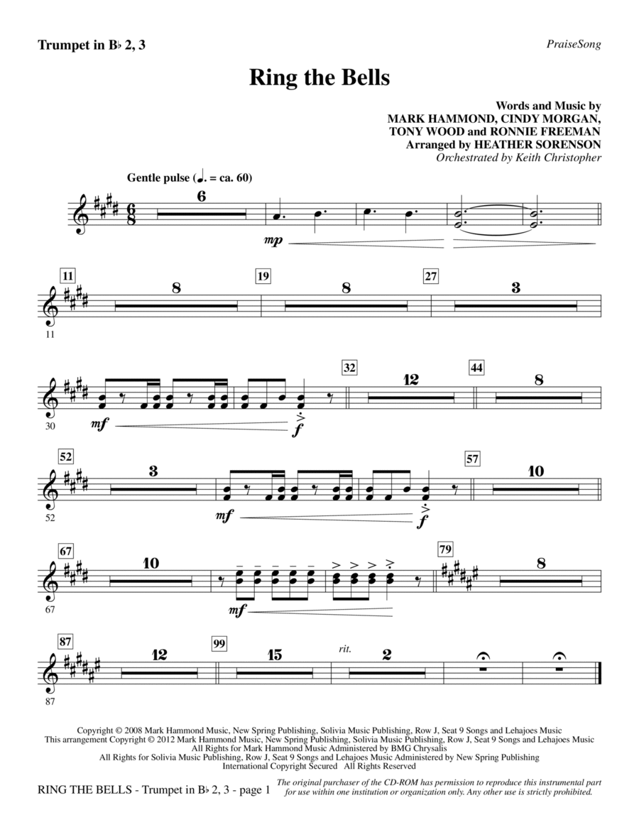 Ring The Bells - Bb Trumpet 2,3 Choir scores gallery preview page 1