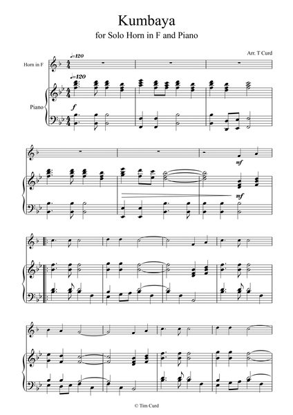Kumbaya for Horn in F and Piano image number null