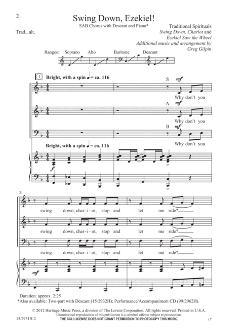 Swing Down, Ezekiel! Swing Down, Ezekiel! 3-Part scores gallery preview page 2