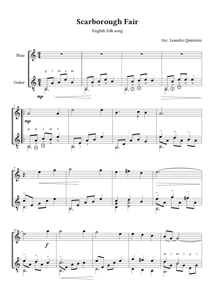 Flute and guitar duets online