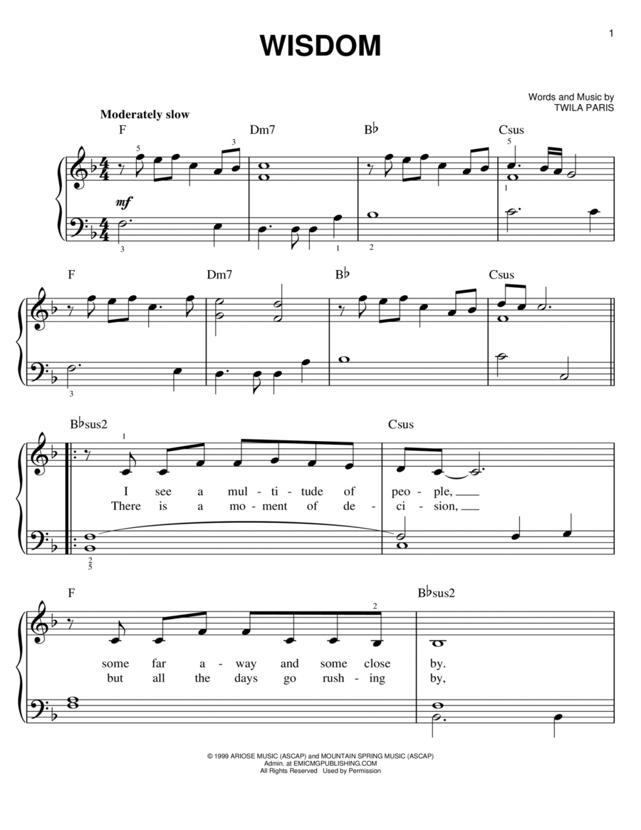 Wisdom Easy Piano scores gallery preview page 1