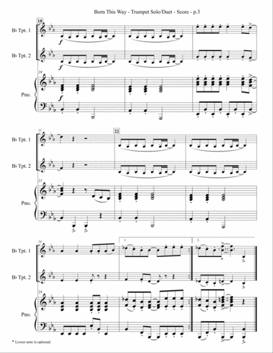 Born This Way Trumpet Duet scores gallery preview page 4