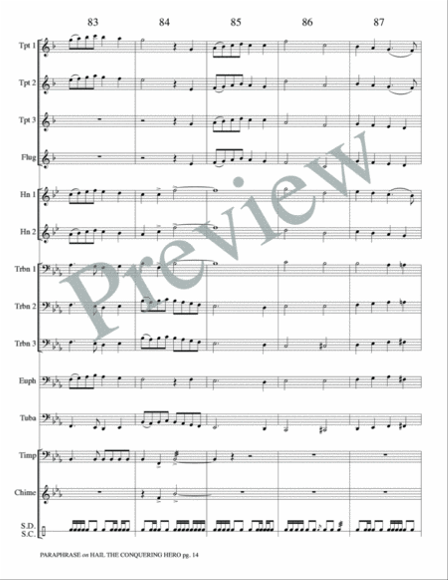 Paraphrase on Hail the Conquering Hero Small Ensemble scores gallery preview page 16