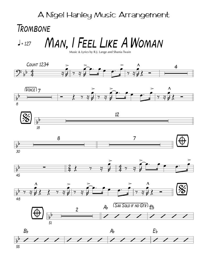 Man! I Feel Like A Woman! Jazz Ensemble scores gallery preview page 6