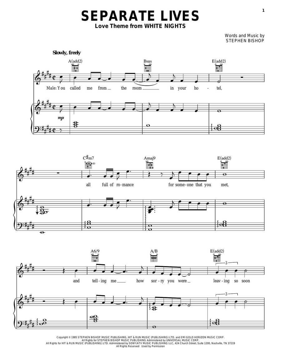Separate Lives Acoustic Guitar scores gallery preview page 1