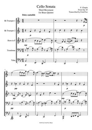 Chopin Cello Sonata (Third Movement) for Brass Quintet
