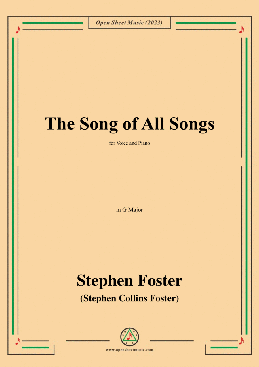 S. Foster-The Song of All Songs,in G Major Voice scores gallery preview page 1