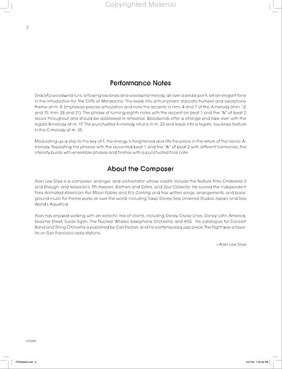 The Cliffs of Mendocino Concert Band scores gallery preview page 3